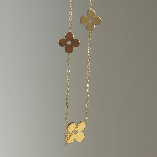 14K Gold Flower Anklet – Adjustable