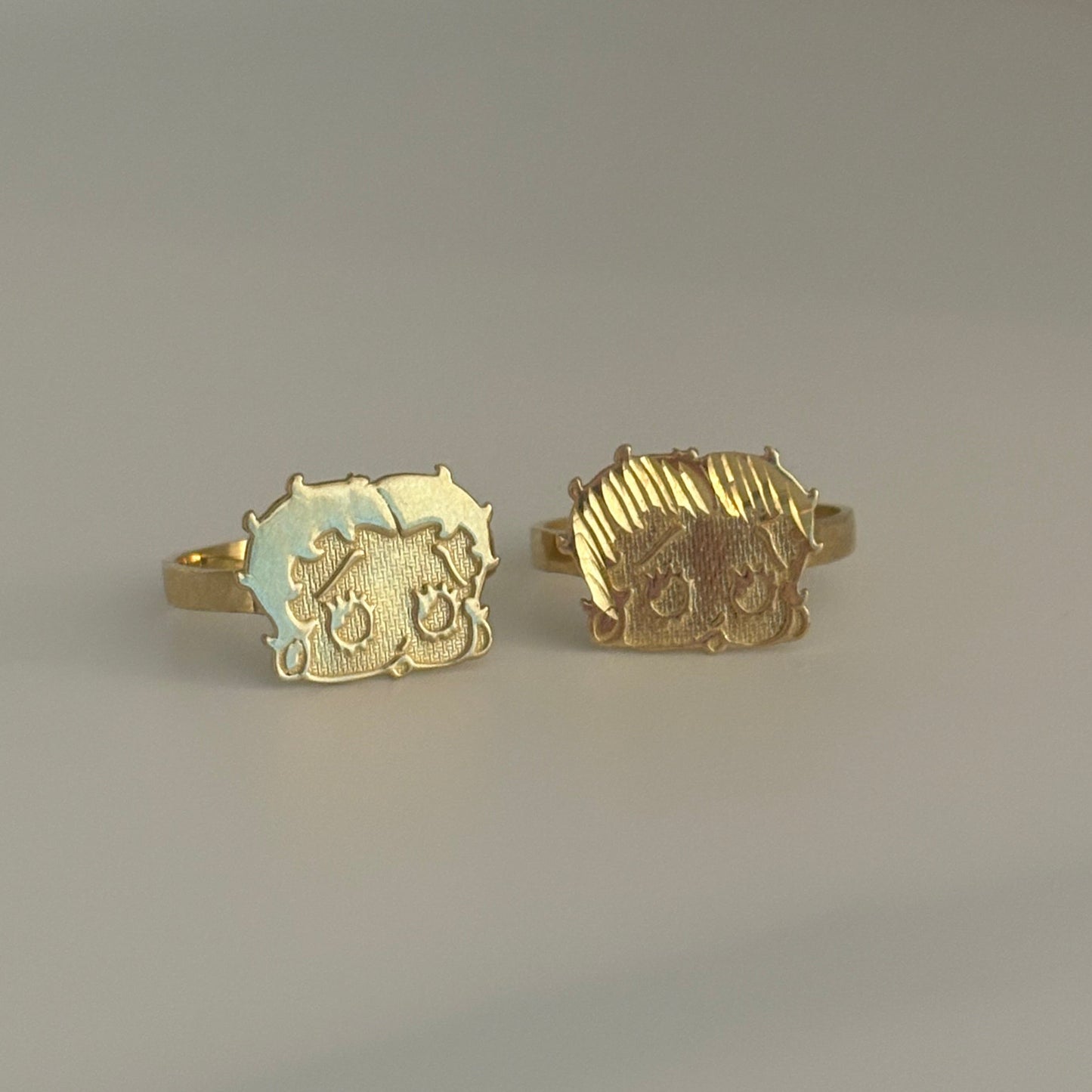 10K Gold Betty Boop Style Ring – Size 7 (Diamond-Cut or Polished)