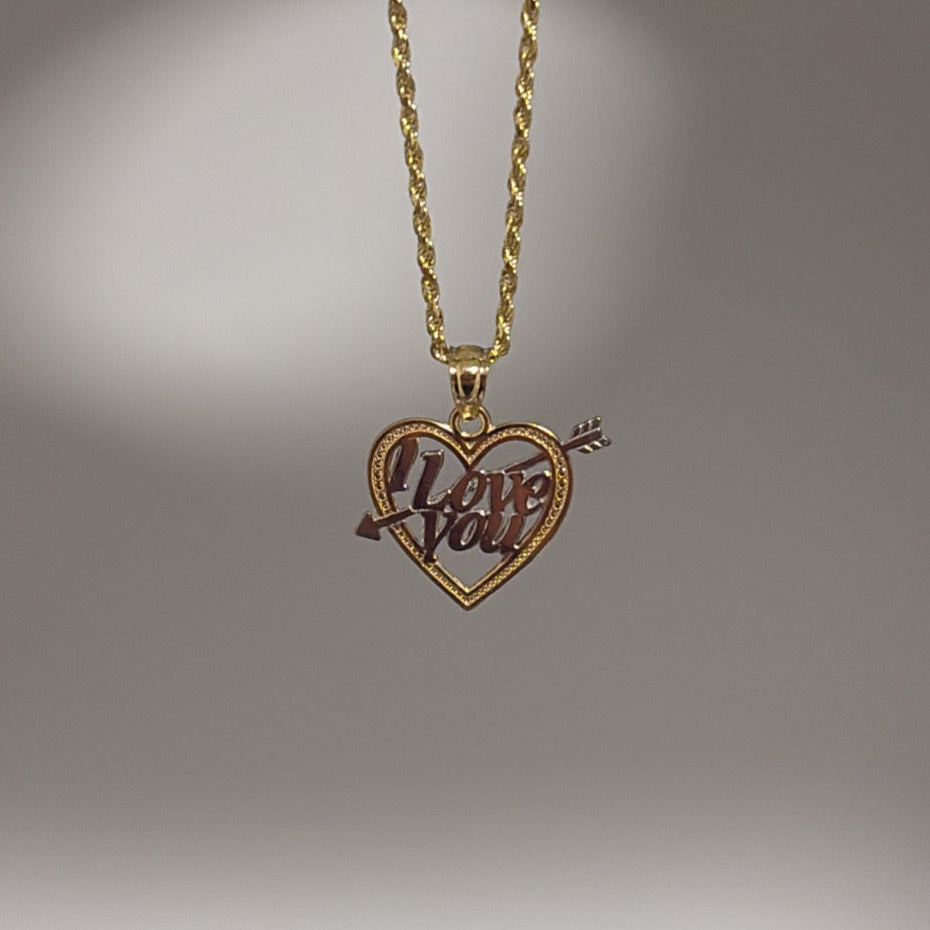 14k I love you heart charm