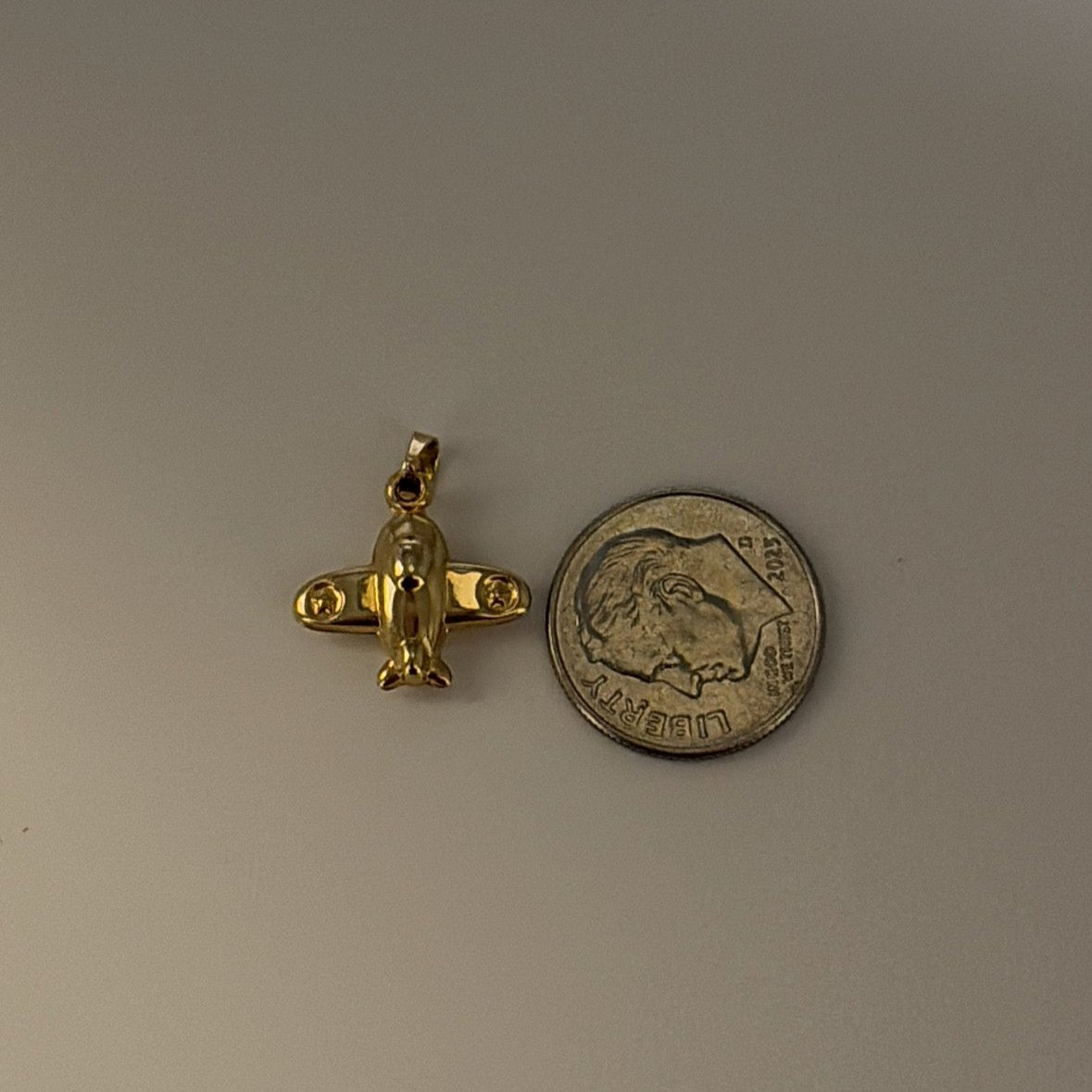 14K Puffy airplane charm