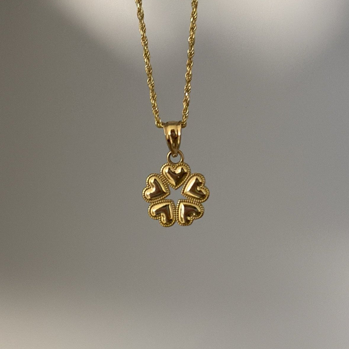 14K heart clover charm