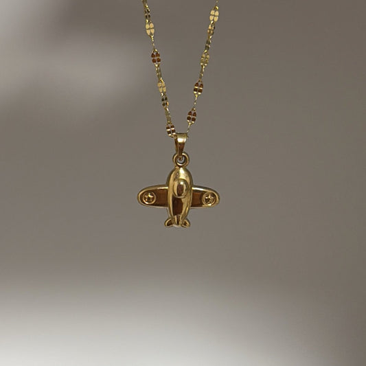 14K Puffy airplane charm