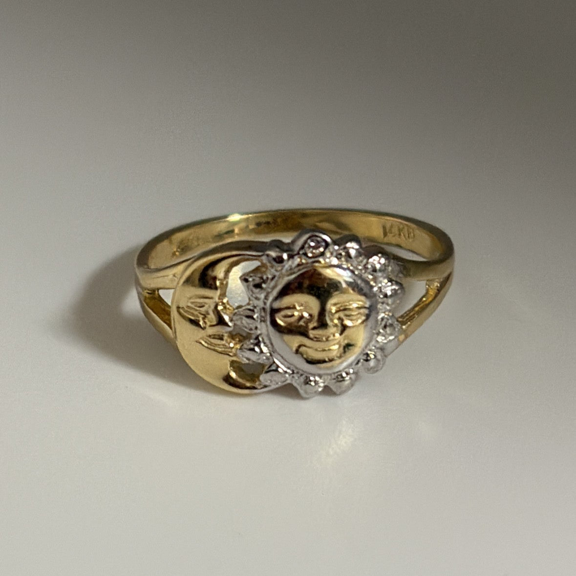 14k Sun and Moon ring