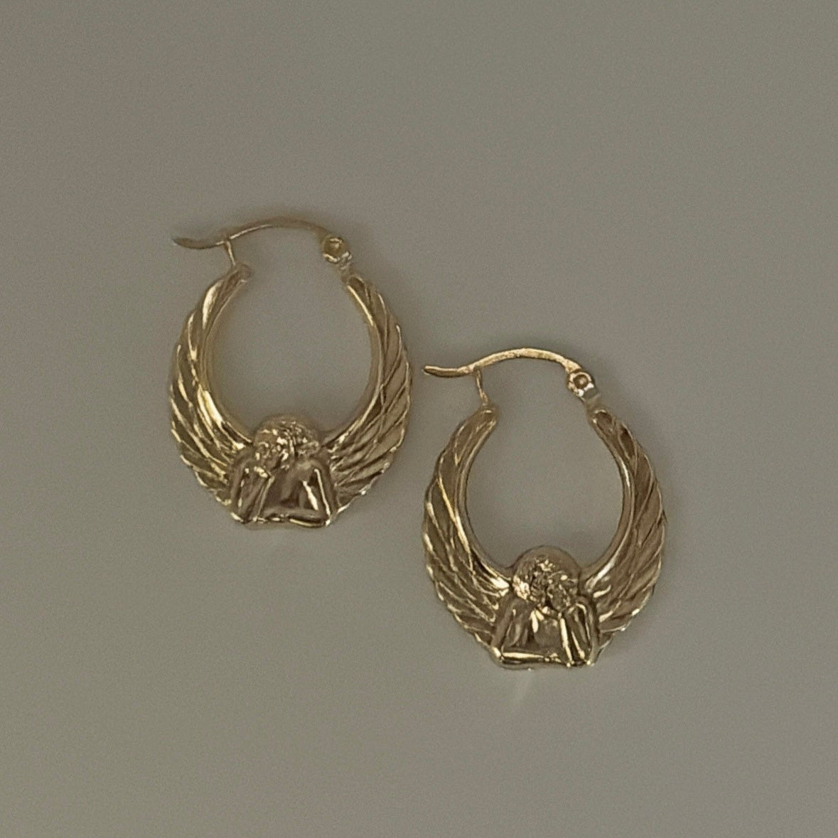 14k cherub hoop earrings