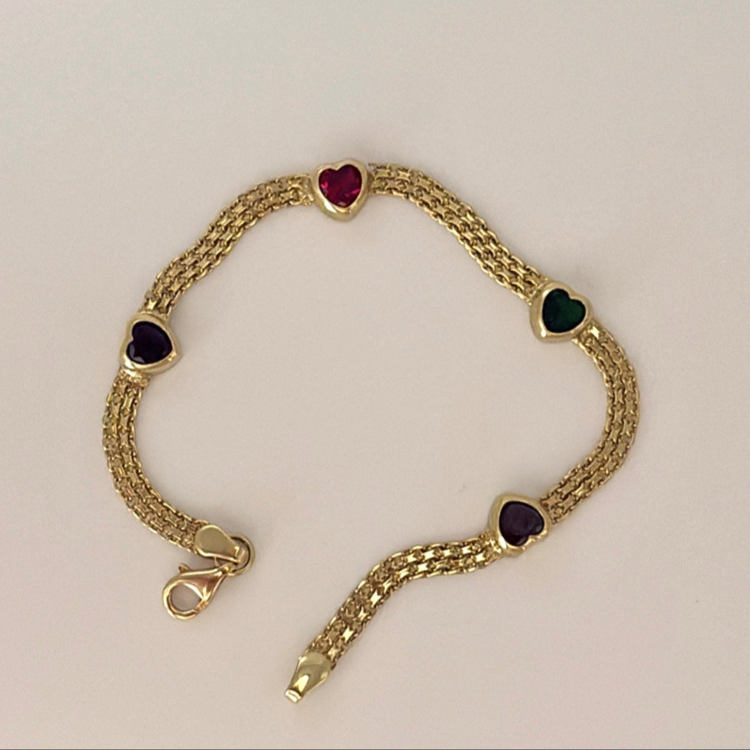 14k colorful heart bracelet