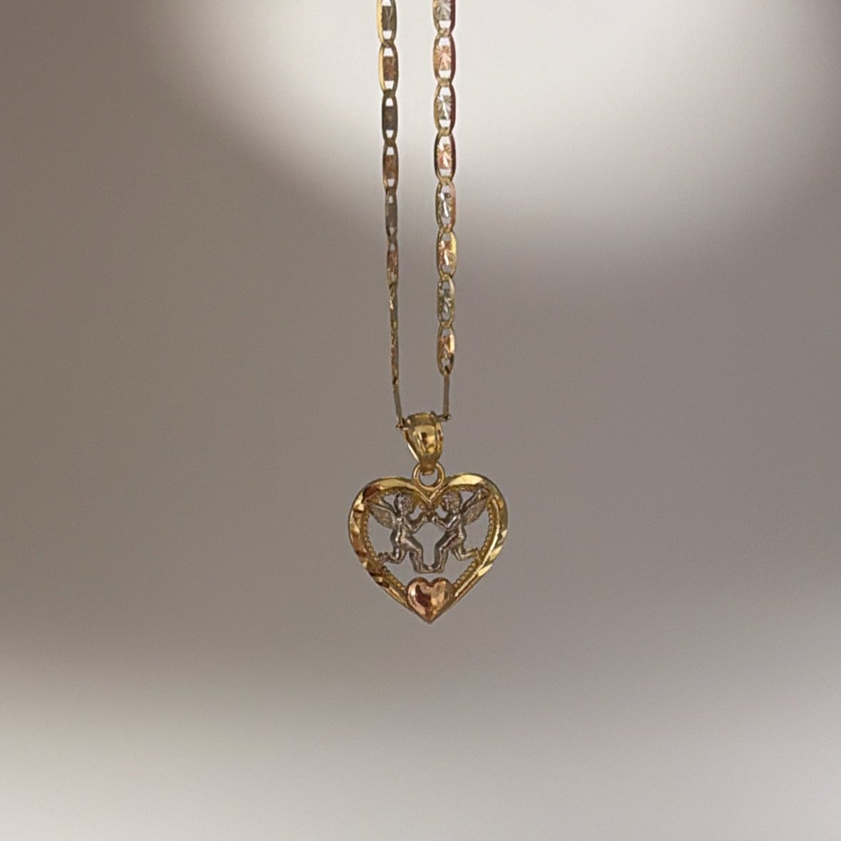 14K angels heart charm