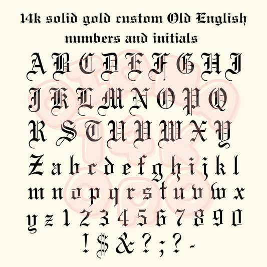 Custom 14K Mini Initial or Number Charm -Old English or Cursive Font