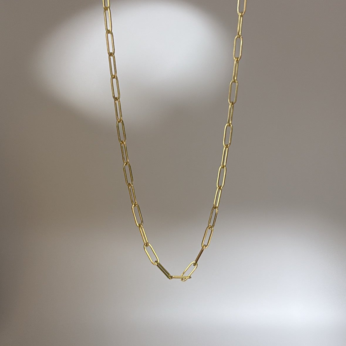 14k solid paperclip chain