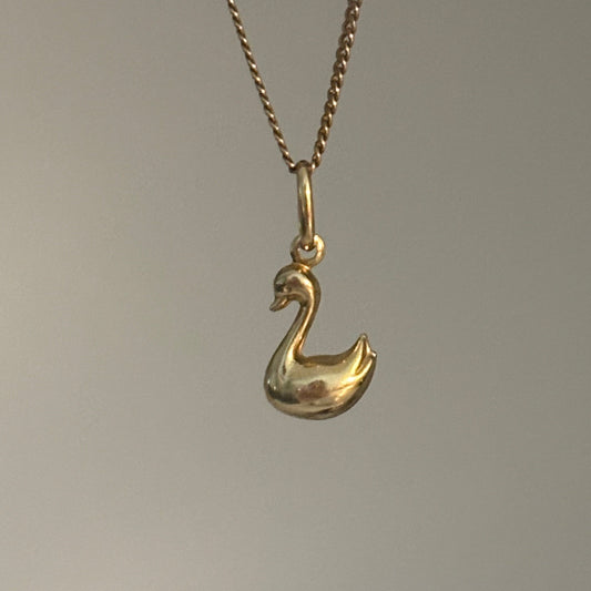 10K Yellow Gold Mini Puffy Swan Charm
