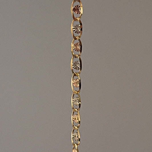 14k Tritone Gold Valentino Heart Bracelet – Smooth or Diamond Cut