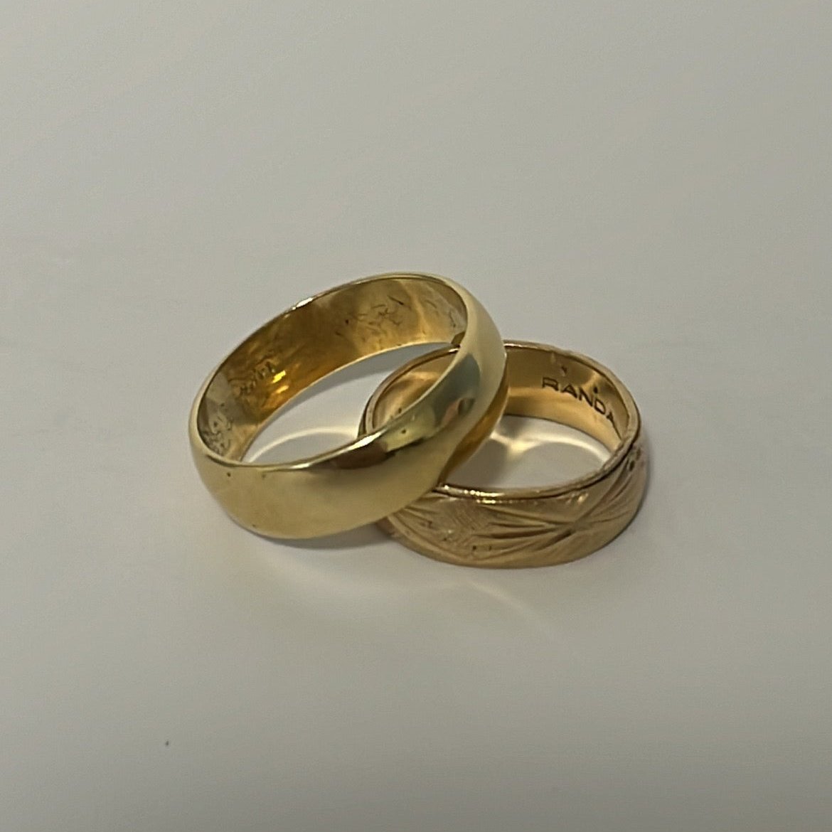 14k solid gold cigar band ring