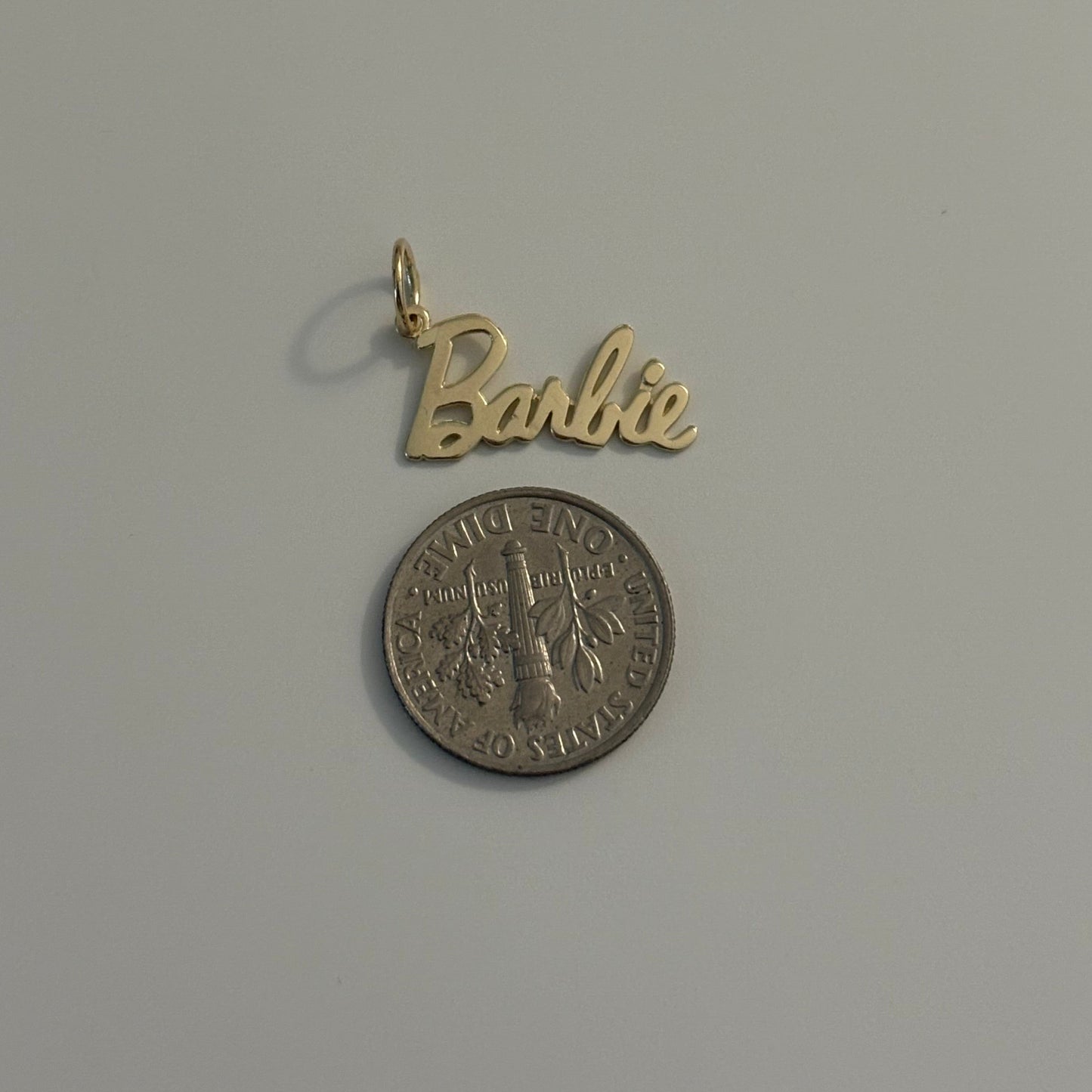 14K Yellow Gold “Barbie” Script Charm