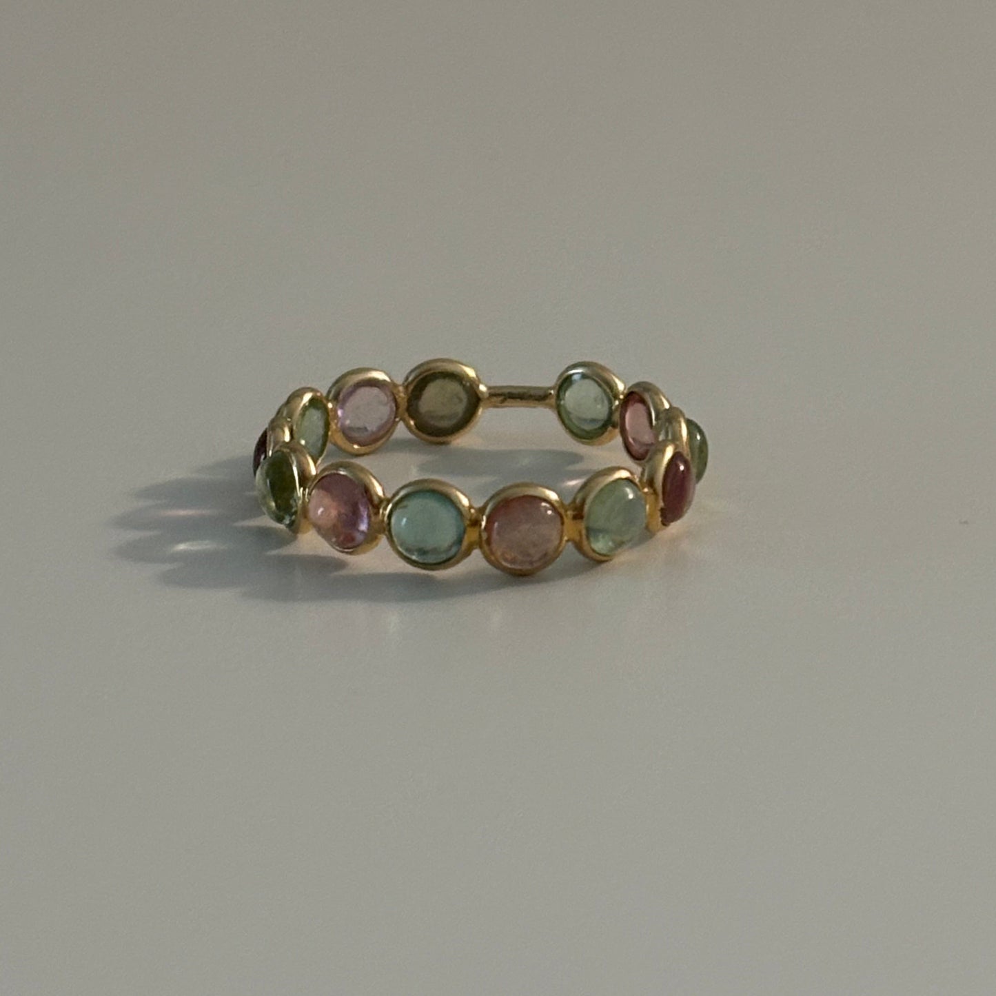 18K Yellow Gold Multi-Color Tourmaline Eternity Ring | 3.00 CTW