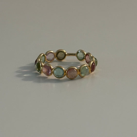 18K Yellow Gold Multi-Color Tourmaline Eternity Ring | 3.00 CTW