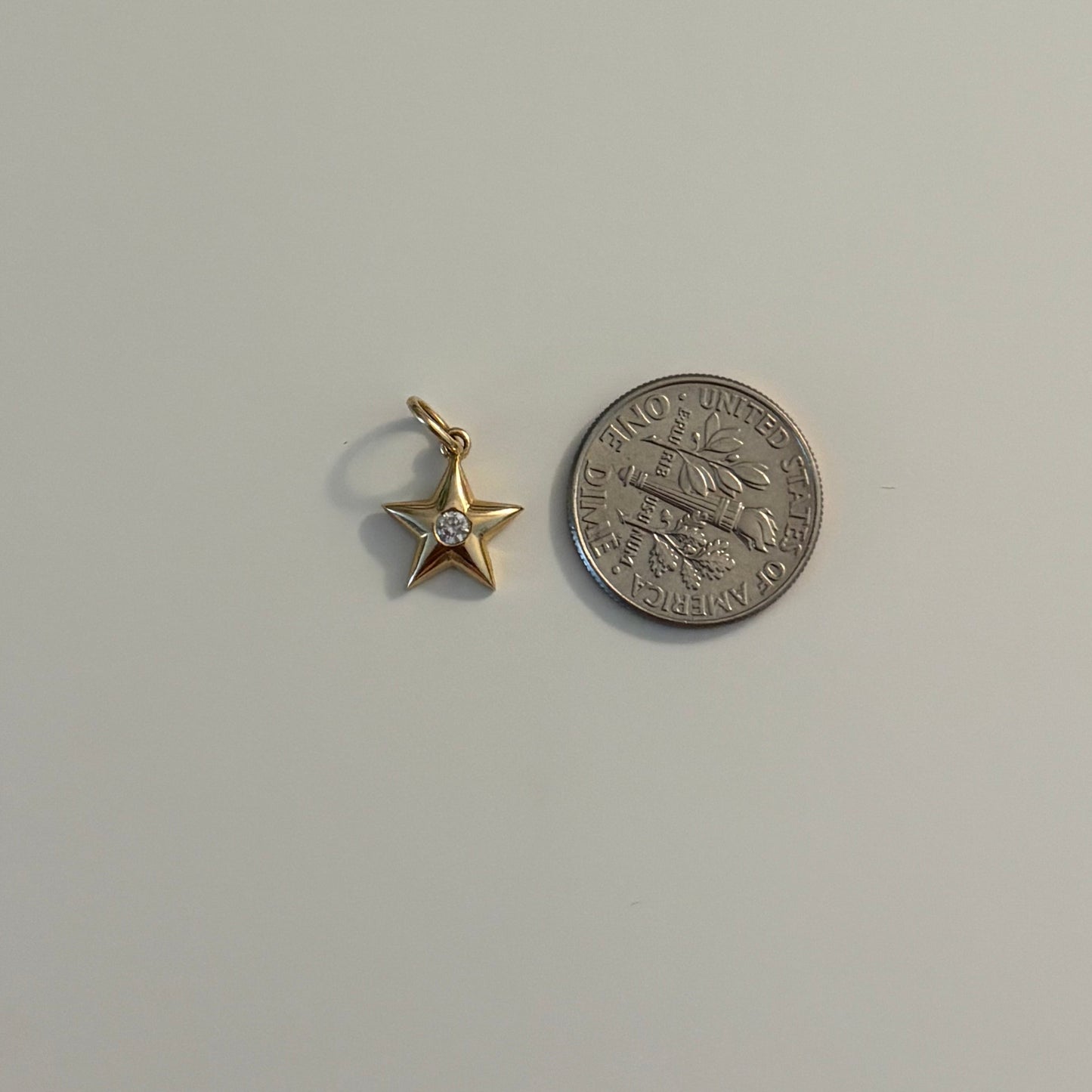 14K Gold Diamond Star Charm Pendant