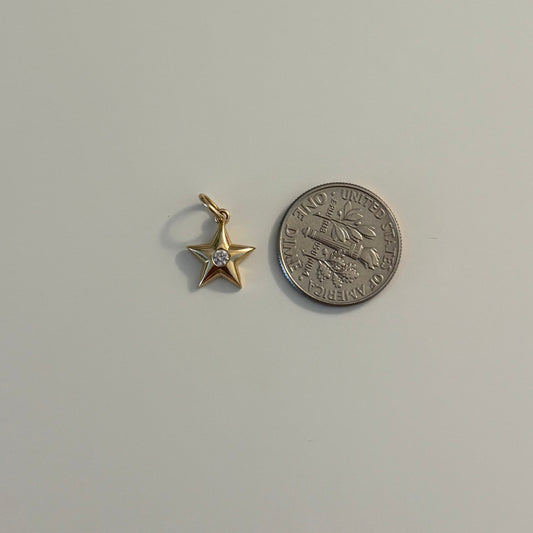 14K Gold Diamond Star Charm Pendant