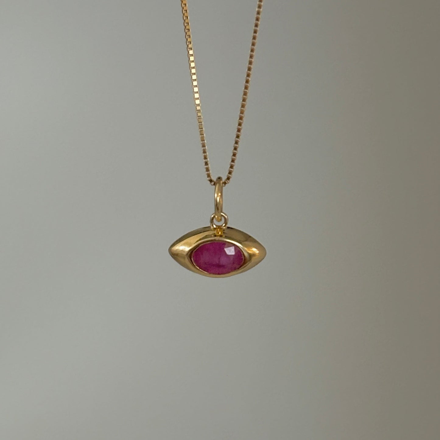14K Gold Natural Gemstone Eye Charms – Ruby, Sapphire, Emerald