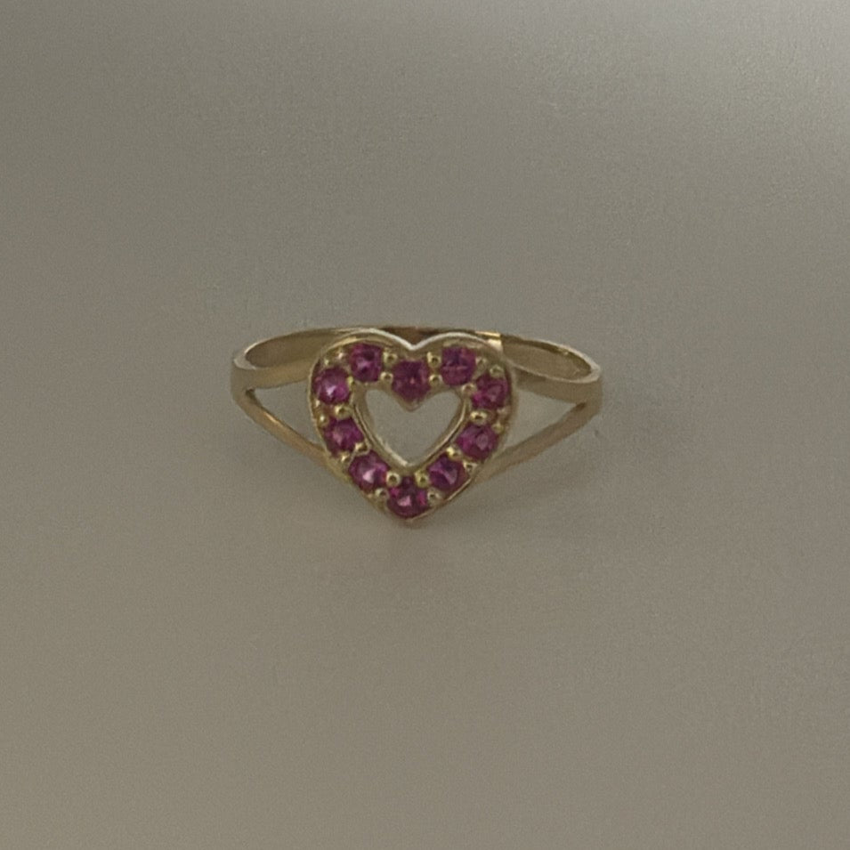 14k red heart ring