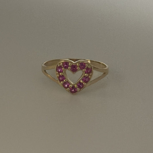 14k red heart ring