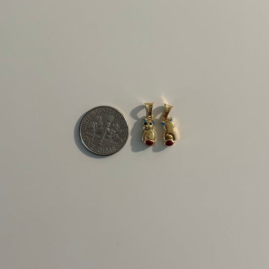 14K Solid Gold Tiny Enamel Kitty Charm – Made in Italy