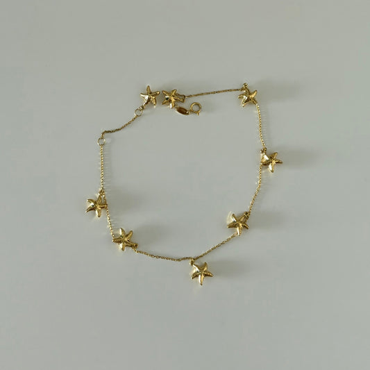 10K Gold Starfish Anklet  9” + 1”