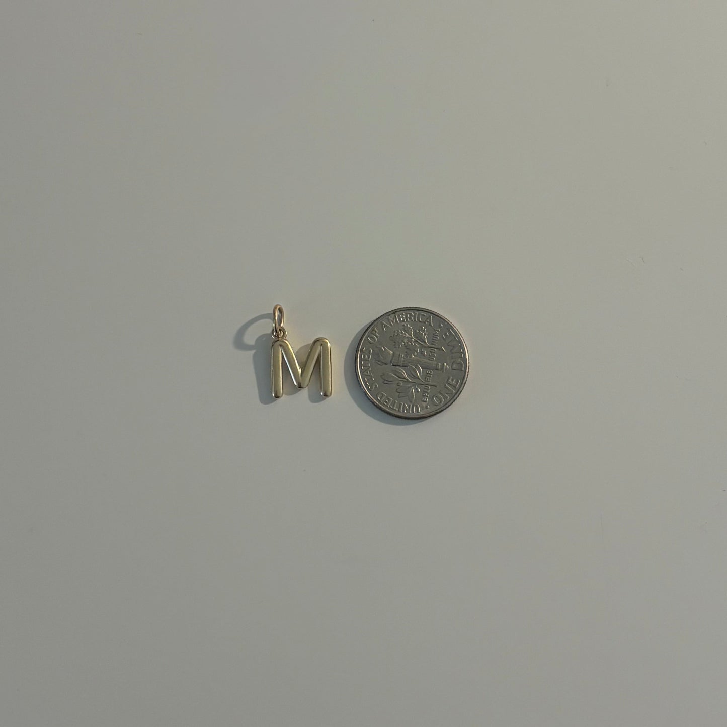 14K Yellow Gold Dangling Initial M Charm
