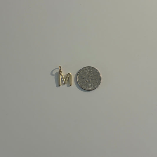 14K Yellow Gold Dangling Initial M Charm