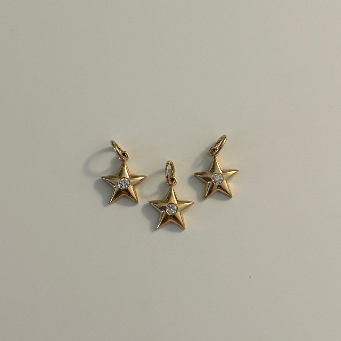 14K Gold Diamond Star Charm Pendant