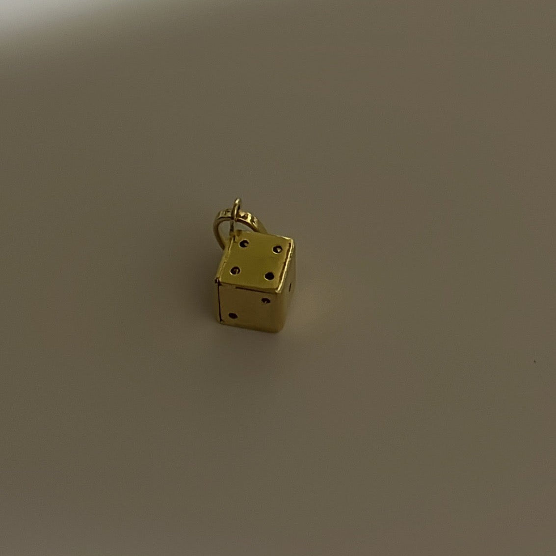 14K solid gold dice charm