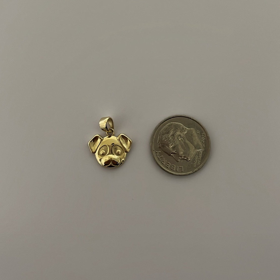 14K solid gold pug charm