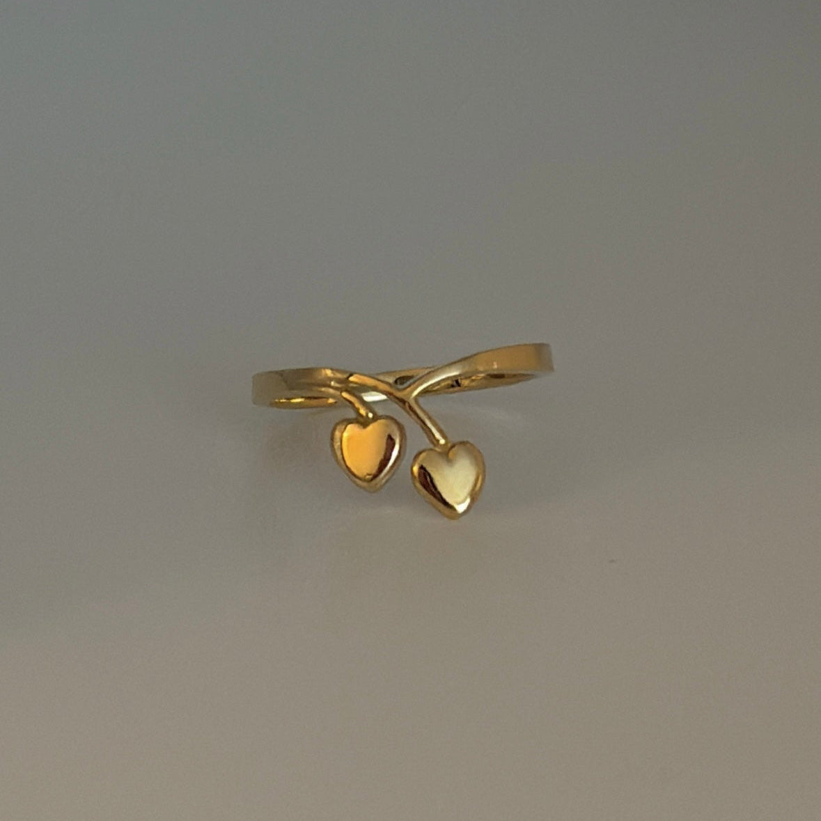  14k gold cherry heart ring