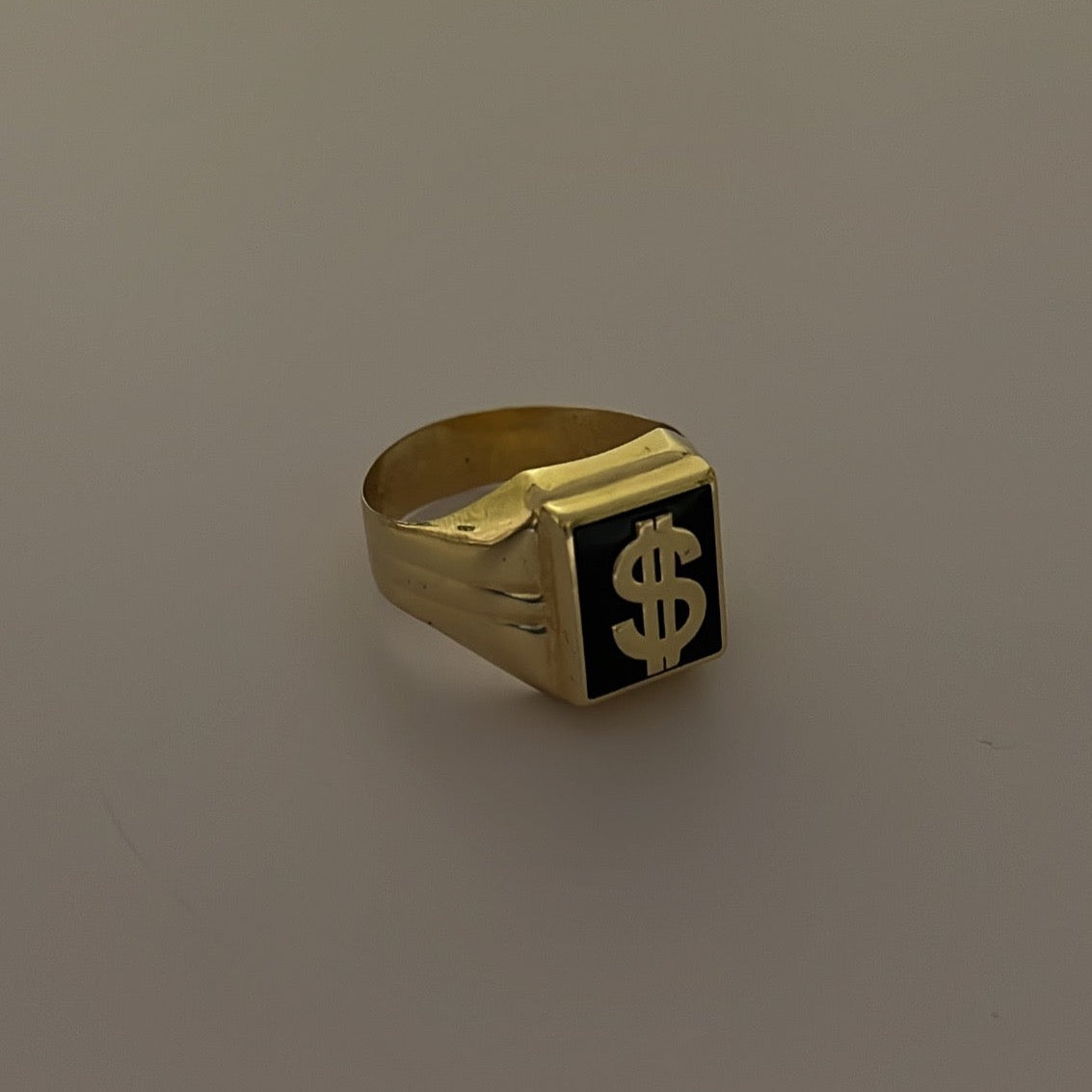 14k solid gold onyx money ring