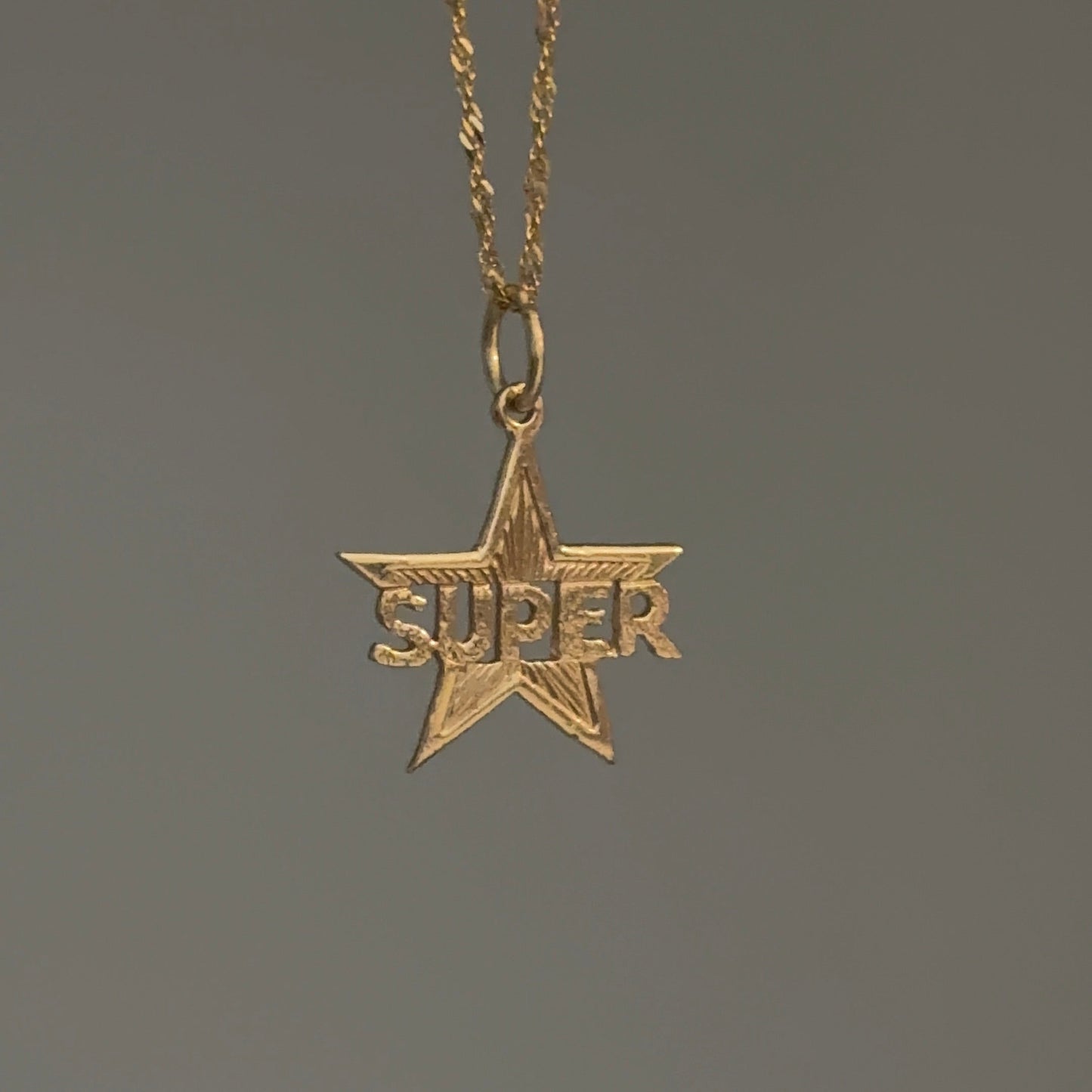 14K Solid Gold Super-Star Charm Pendant