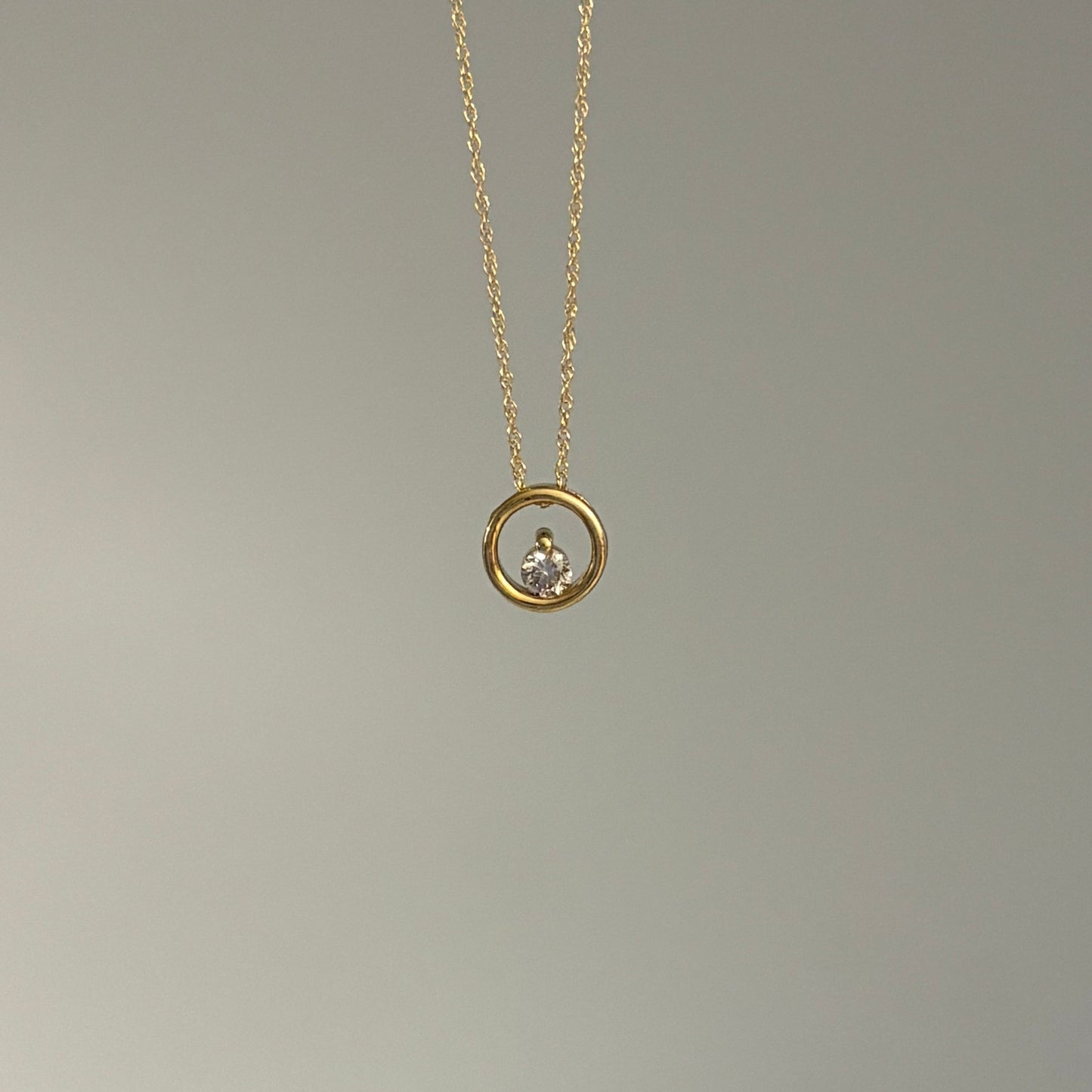 14K Yellow Gold Diamond Circle Slider Necklace – 0.10 CTW