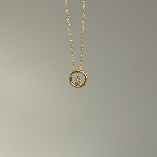14K Yellow Gold Diamond Circle Slider Necklace – 0.10 CTW