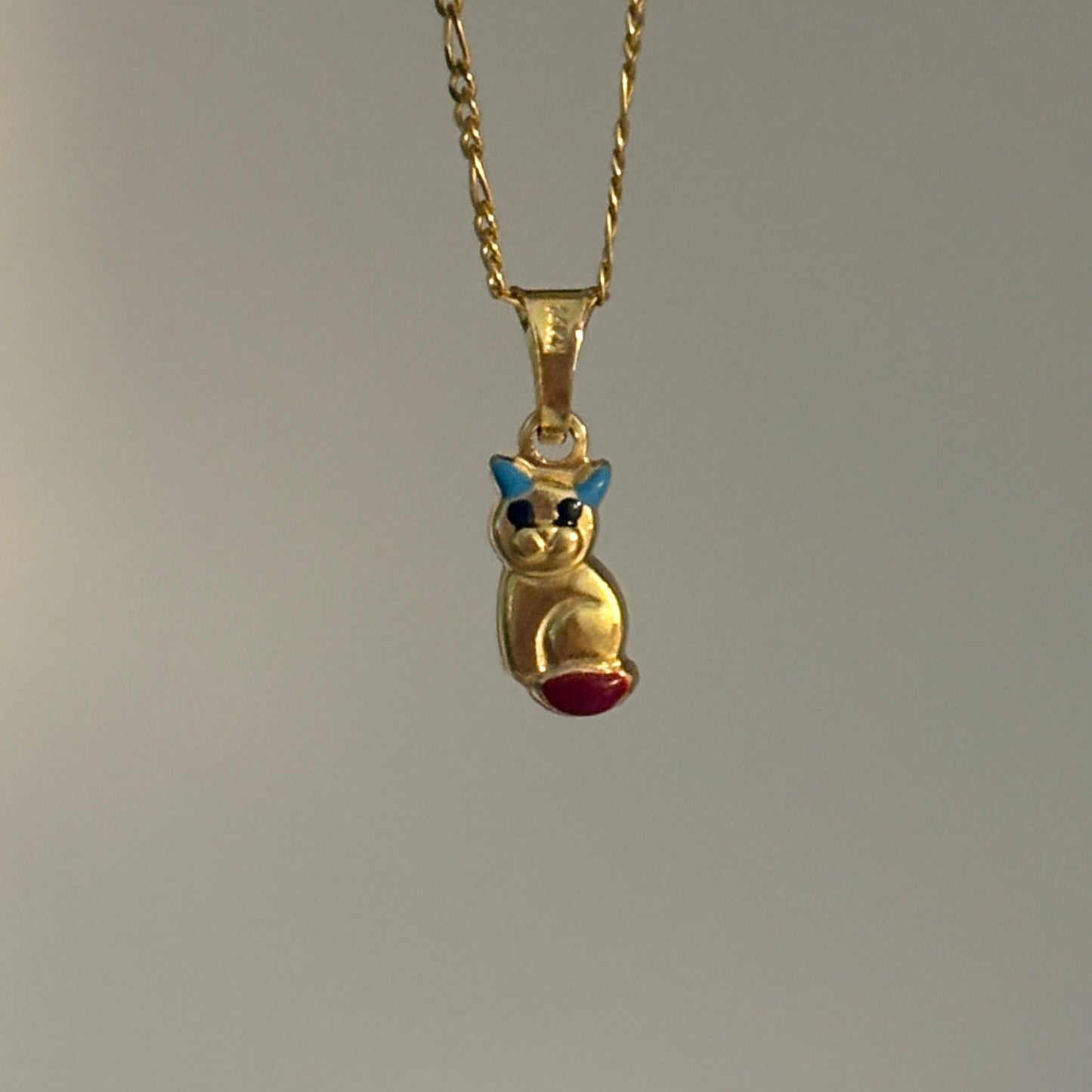 14K Solid Gold Tiny Enamel Kitty Charm – Made in Italy