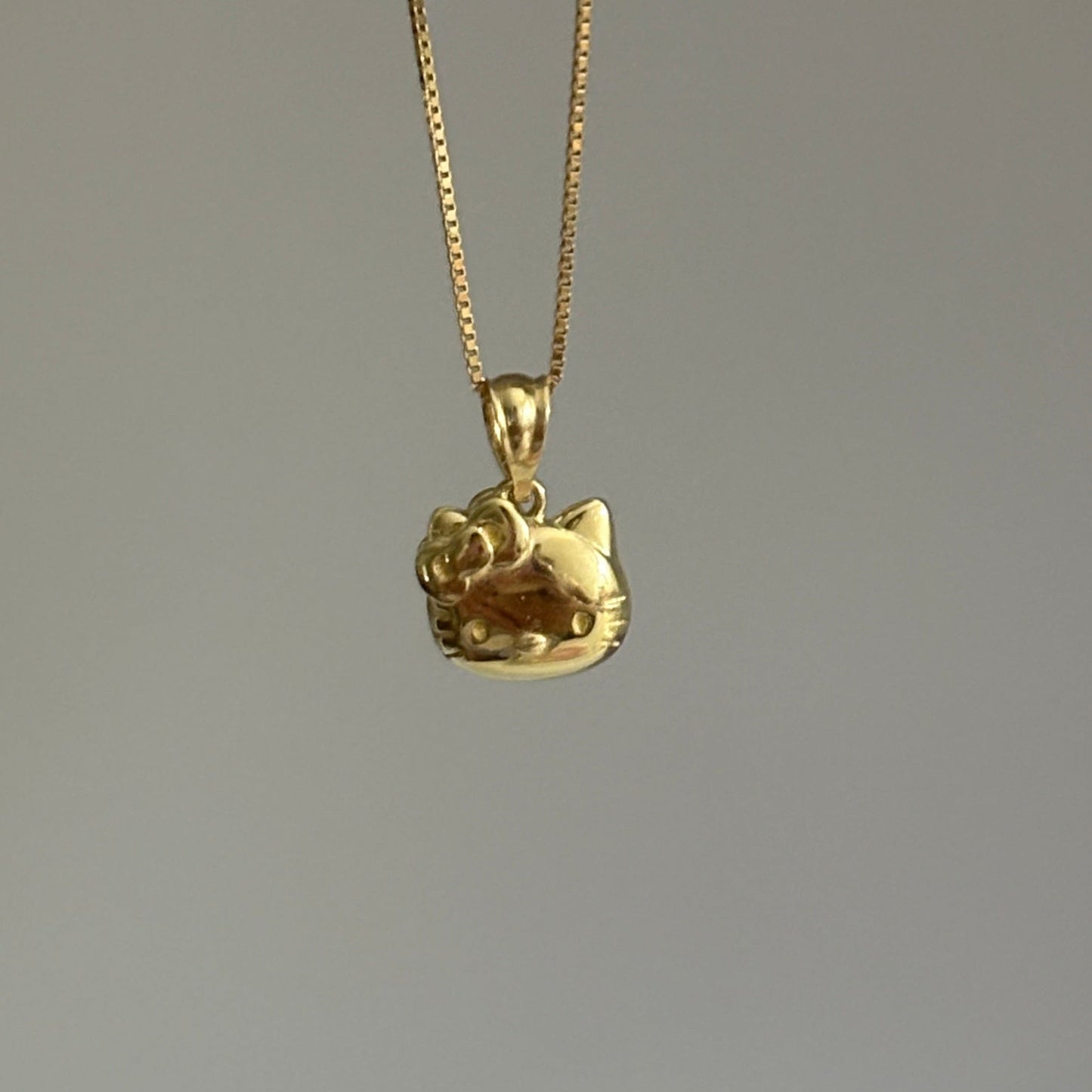 3D Hello Kitty Inspired Charm – 14K Yellow Gold, Reversible Head Pendant