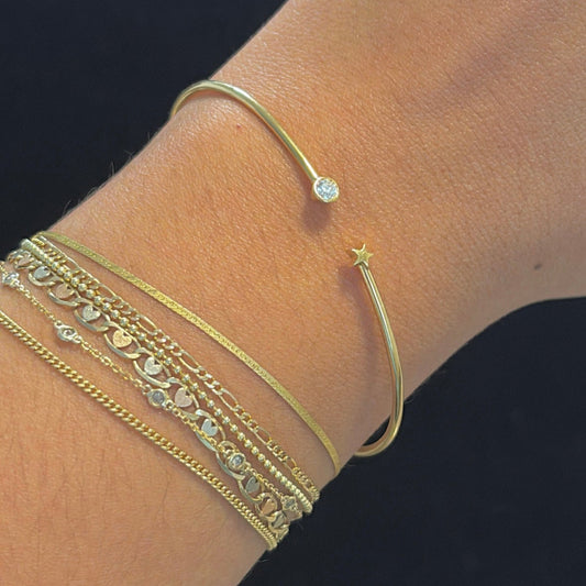 18K Gold Open Bangle with Diamond & Star — Forevermark
