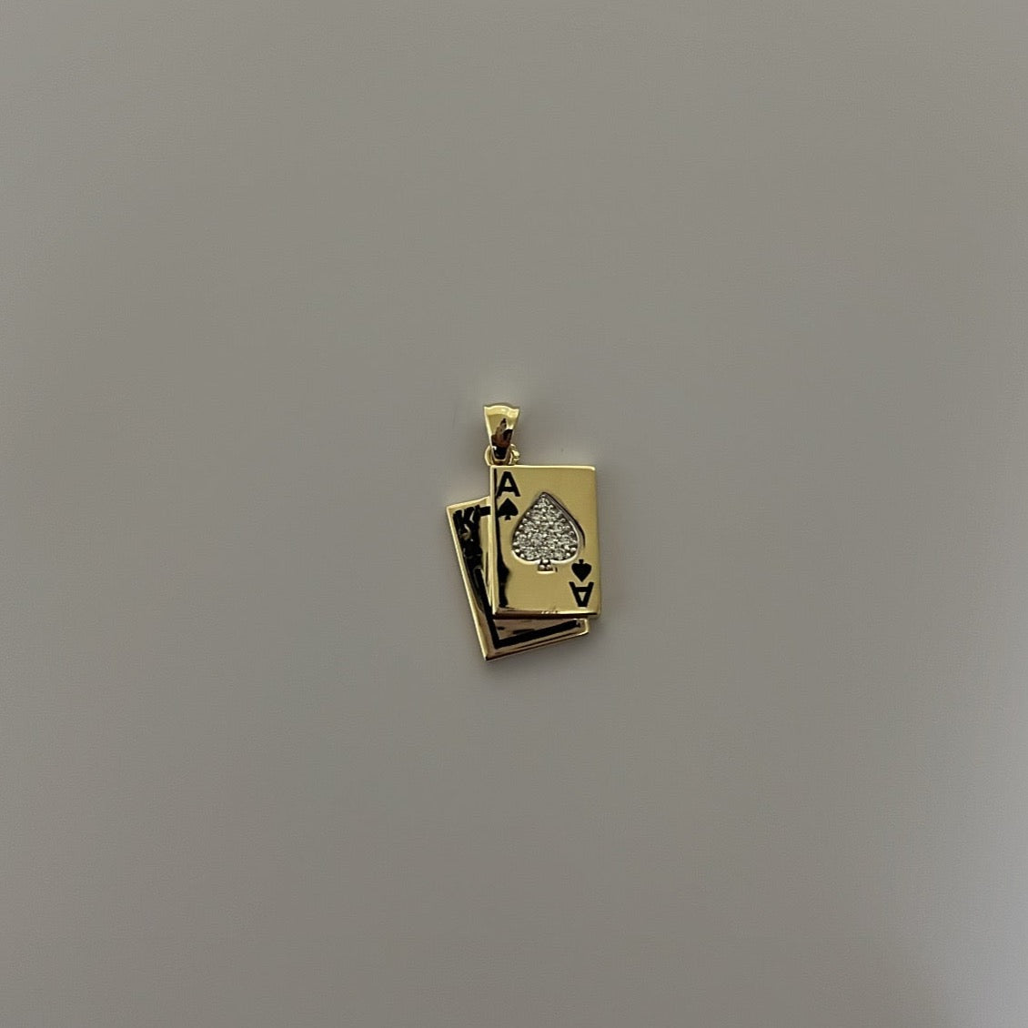 14K solid gold Ace & king spade poker card charm