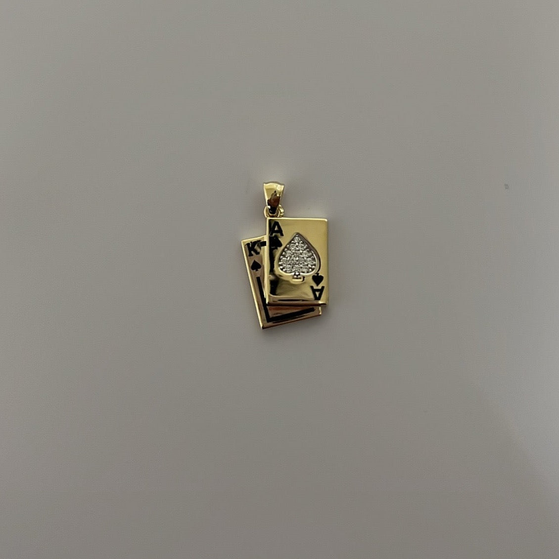 14K solid gold Ace & king spade poker card charm