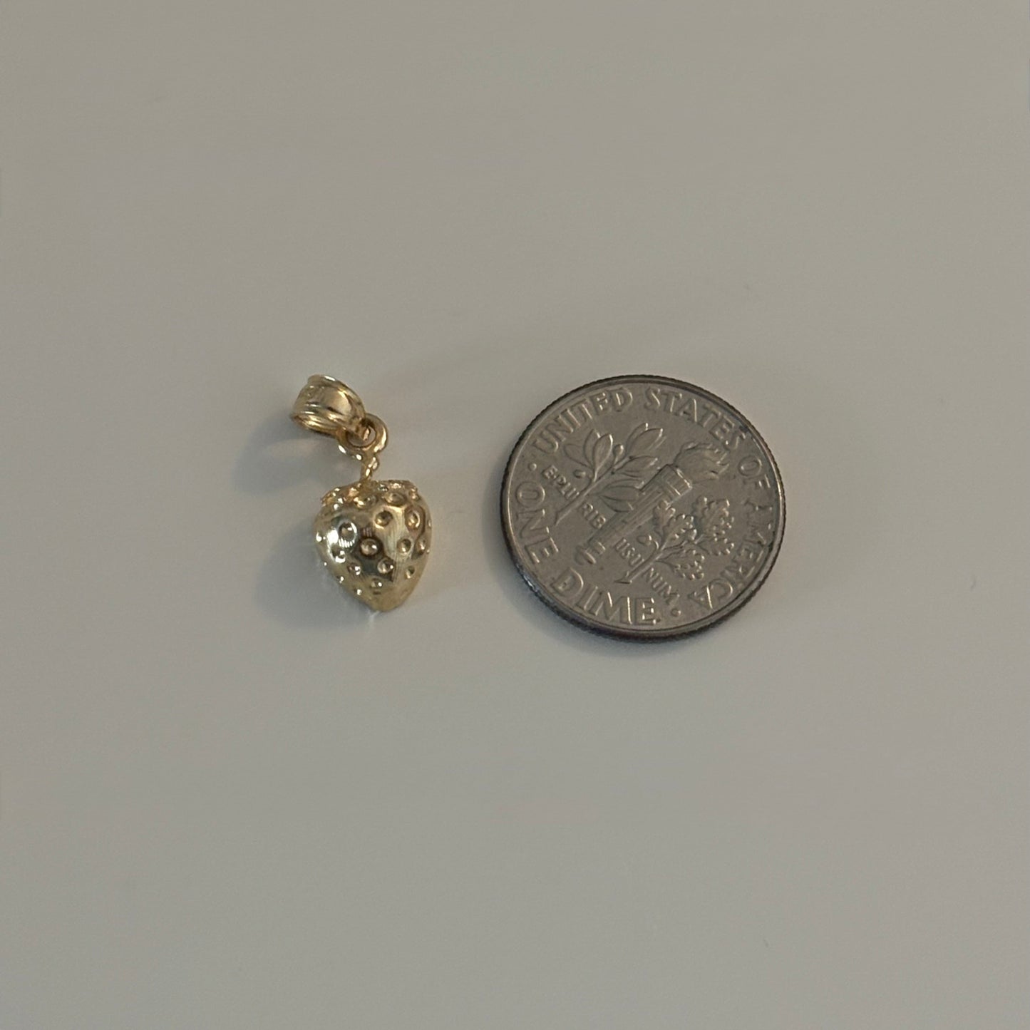14K Yellow Gold Strawberry Charm – Dainty Fruit Pendant