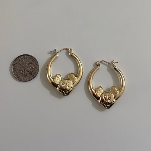 10k Mickey Mouse hoop earrings