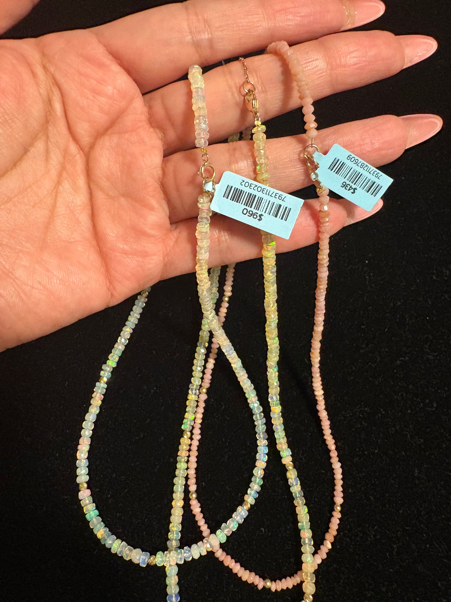 14K Gold Opal & Pink Opal Faceted Beaded Jewelry – Vintage-Inspired Collection