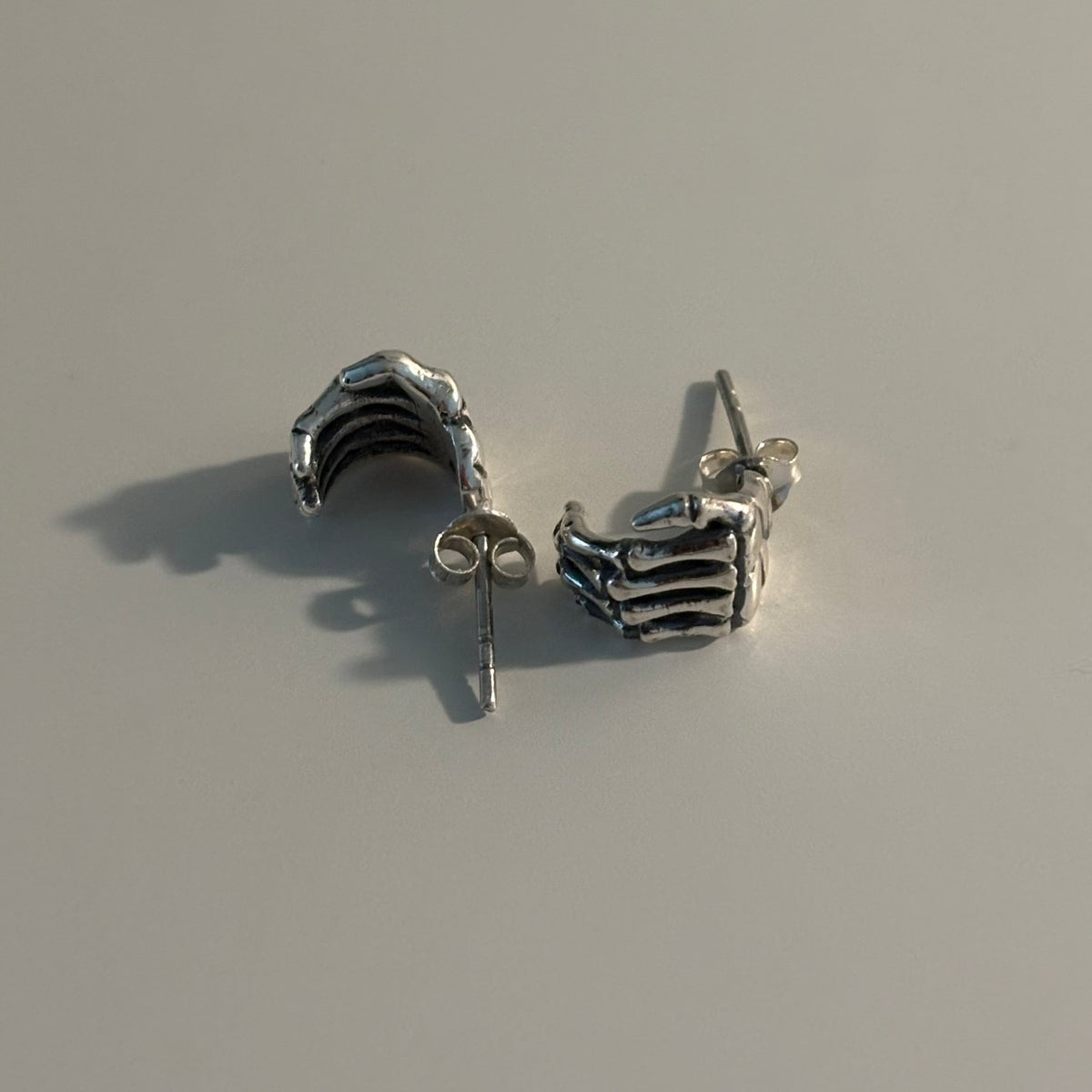 925 Silver Skeleton Hand Hugger Earrings