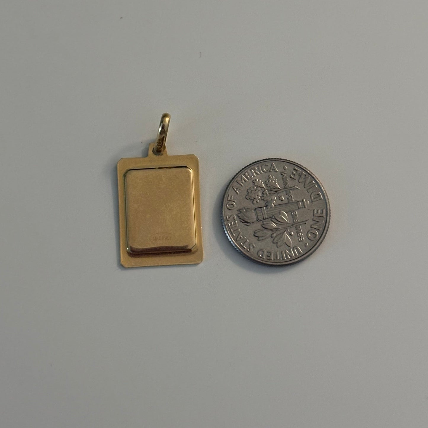 Vintage Italian Angel with Rose Pendant in 14K Gold