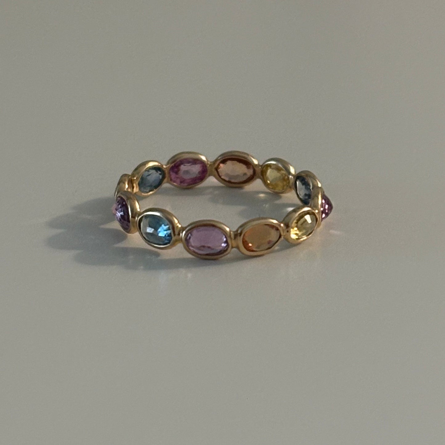 14K Yellow Gold Multi-Color Sapphire Eternity Ring | 2.46 CTW