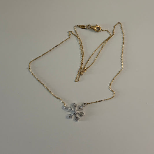 14K Two-Tone Snowflake Necklace – 18”