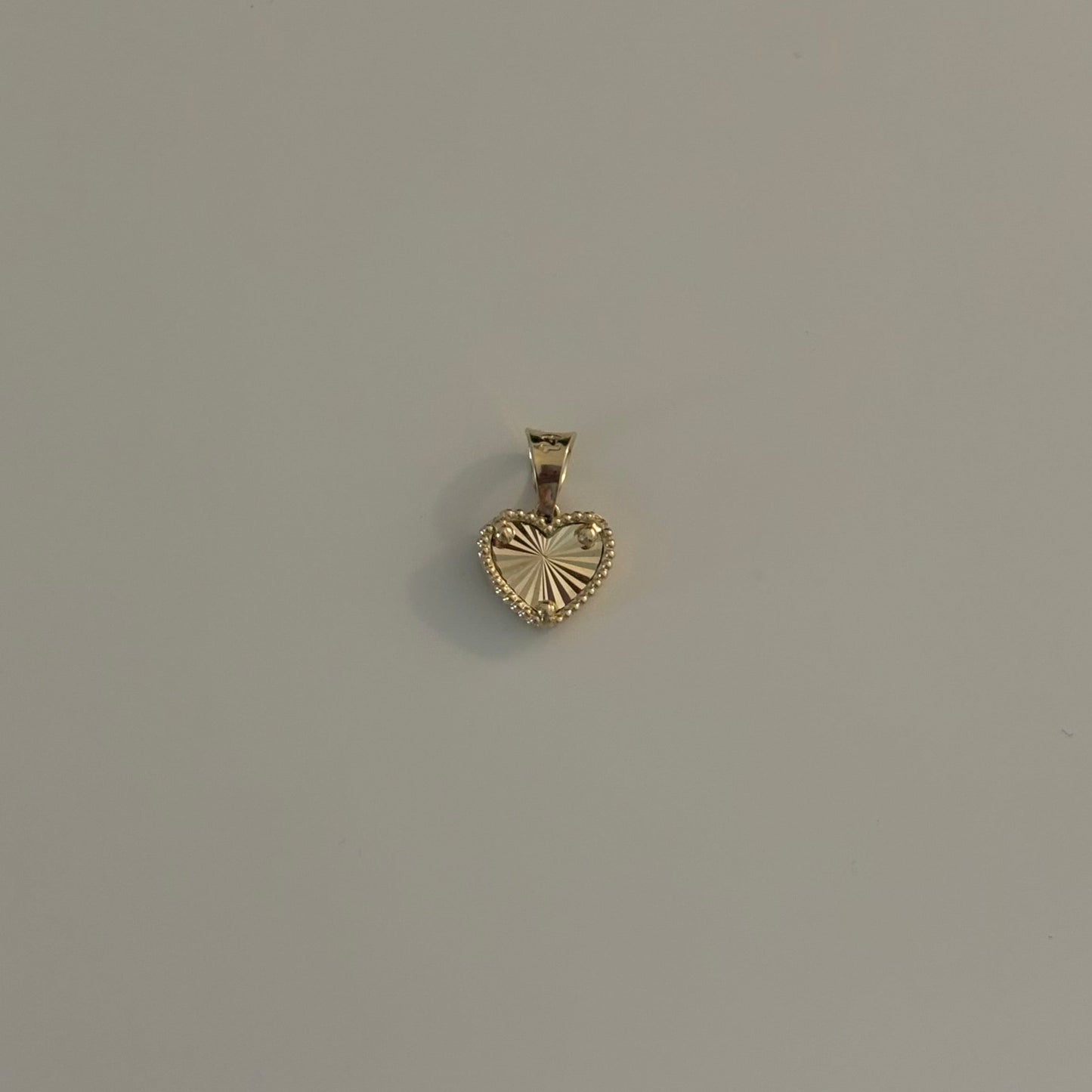 14K Yellow Gold Engine-Turned Heart Charm