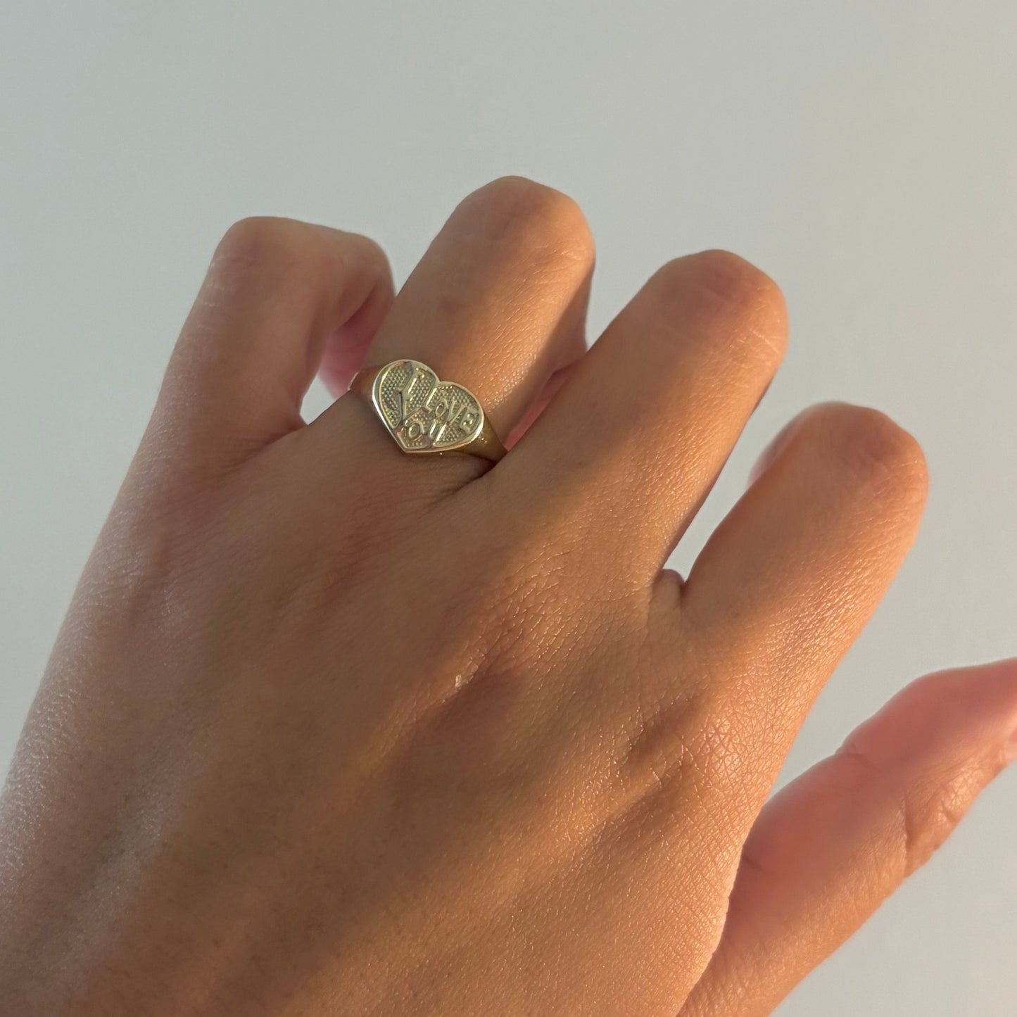 10K Yellow Gold “I Love You” Heart Ring