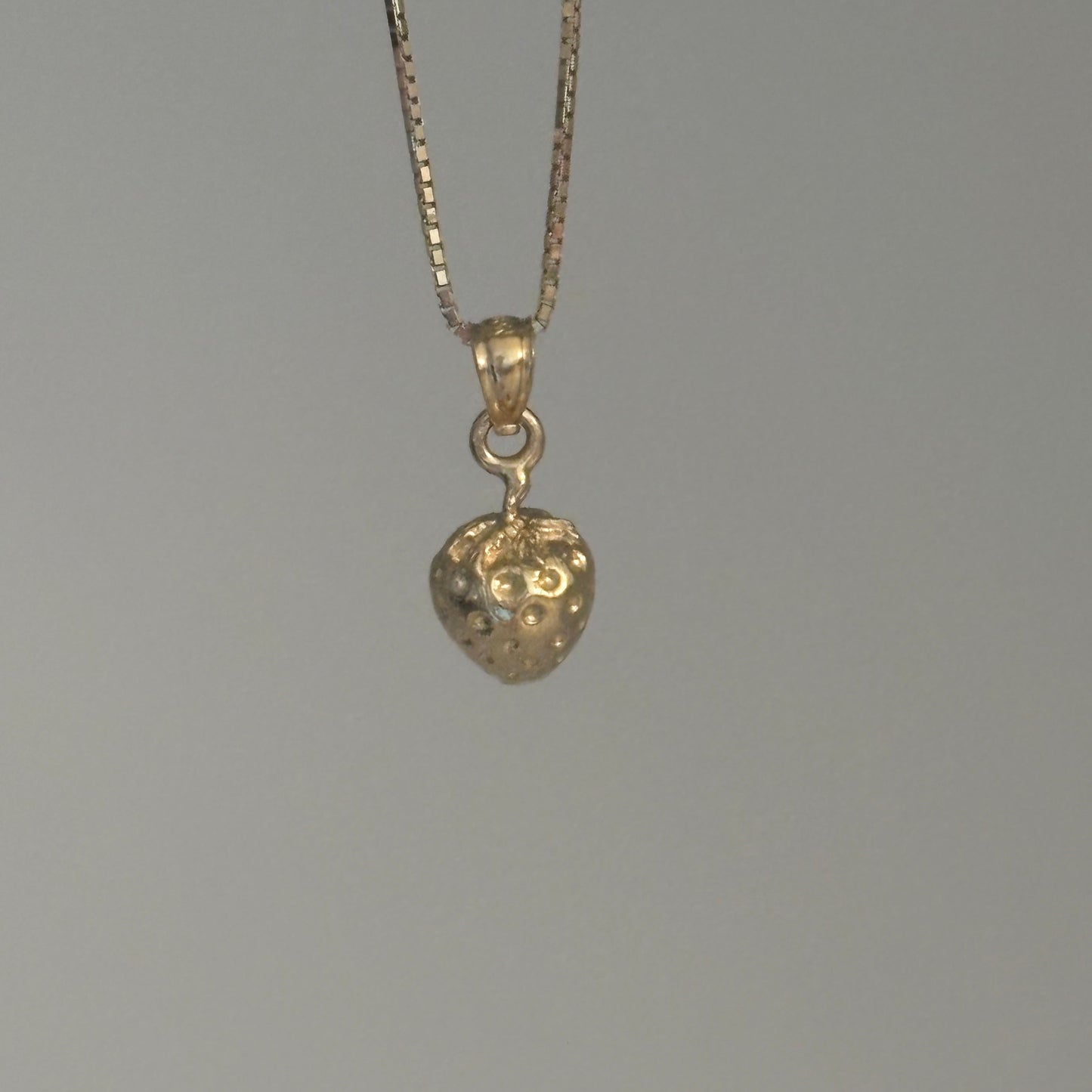 14K Yellow Gold Strawberry Charm – Dainty Fruit Pendant